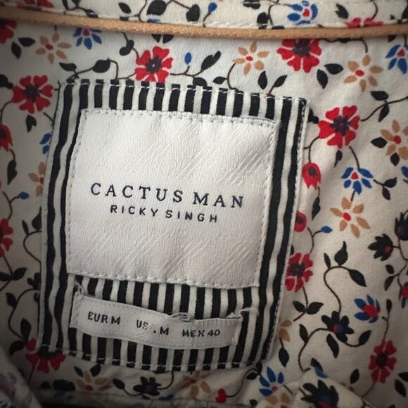 Cactus Man Ricky Singh Floral Button Up Shirt Long Sleeve M- White with Flowers - Picture 5 of 6